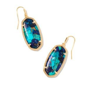 Kendra Scott Elle Gold Drop Earrings, Bronze Veined Lapis Turquoise